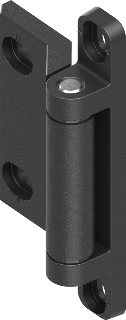 Bisagra 2D 180°, zamak recubierto de polvo negro