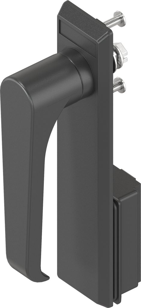 Escutcheon with L-handle, non-keyed, Polyamide black and zinc die black powder-coated