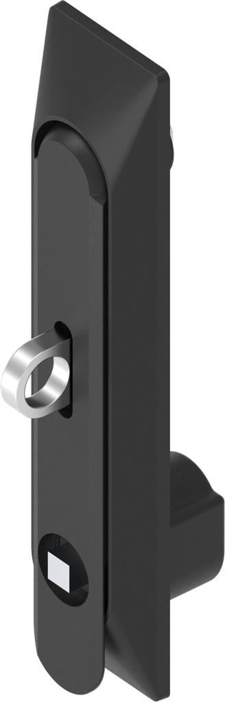 Schwenkgriff 1150 mit Universalmulde mit Betätigung Vierkant 7 und für Vorhangschloss, Polyamid und GD-Zn schwarz gepulvert