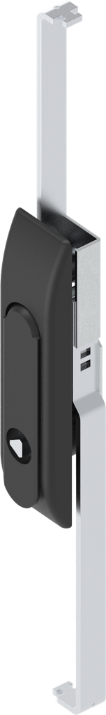 Schwenkgriff mit Schlossstangen mit Betätigung Dreikant 8, Polyamid und GD-Zn schwarz gepulvert