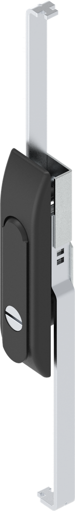 Maneta giratoria con varillas con inserto ranura 2 x 4, zamak recubierto de polvo negro