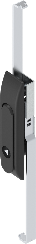 Maneta giratoria con varillas con inserto triángulo 6,5 CNOMO, poliamida y zamak recubierto de polvo negro