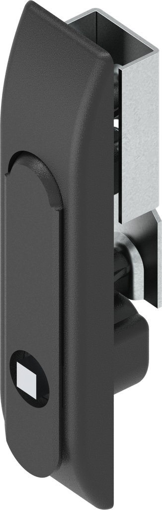 Maneta giratoria para varillas con inserto cuadradillo 8, zamak recubierto de polvo negro