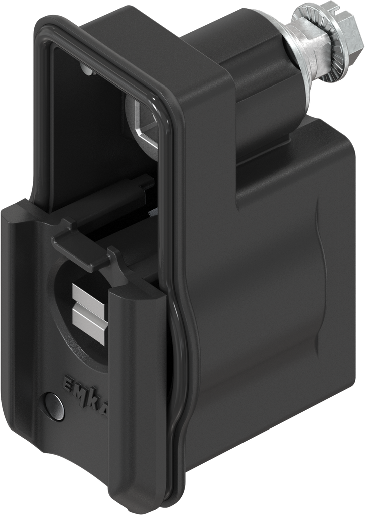 Locking set, left version, with insert railway, Zinc die black powder-coated for outdoor use