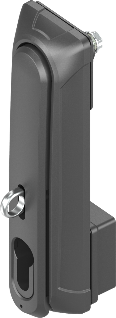 Maneta giratoria "larga" para candado con módulo de cierre para cilindro perfilado 40 mm (A = 30 mm), poliamida GF negro