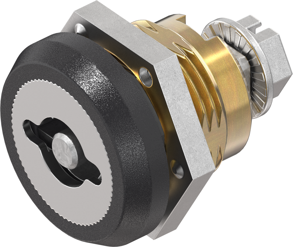 Safety quarter turn double bit 5, right version, Brass and zinc die black powder-coated