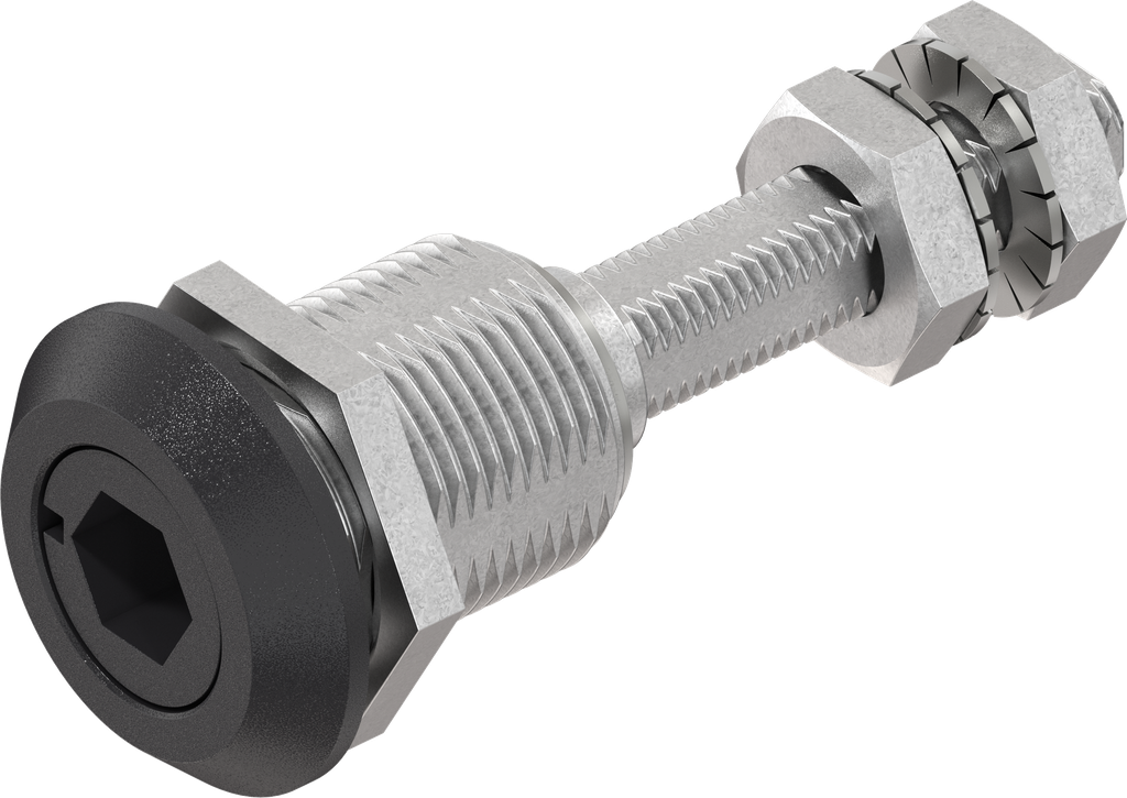 Cierre de compresión hexágono interior SW 10, zamak recubierto de polvo negro