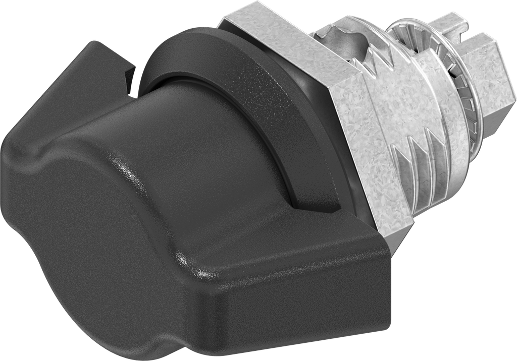 Cuarto de vuelta con palomilla, sin llave, zamak recubierto de polvo negro