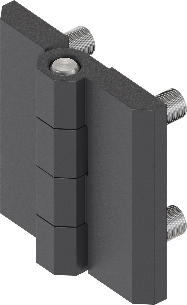 Bisagra 180°, zamak recubierto de polvo negro