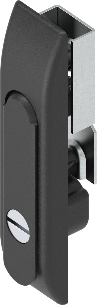 Maneta giratoria para varillas con inserto ranura 2 x 4, zamak recubierto de polvo negro